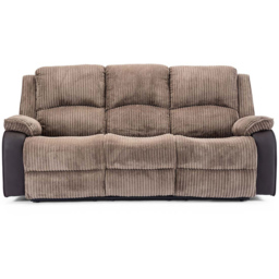 Furniture Online Postana 3 Seater Brown High Back Jumbo Cord Manual Recliner Sofa - Wilko - thumbnail 4