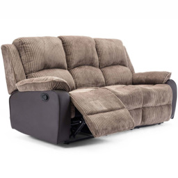 Furniture Online Postana 3 Seater Brown High Back Jumbo Cord Manual Recliner Sofa - Wilko - thumbnail 5
