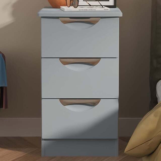 Crowndale Camden 3 Drawer Denim Blue Bedside Cabinet Ready Assembled - Wilko - image 1