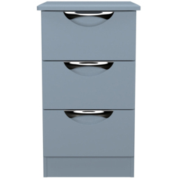 Crowndale Camden 3 Drawer Denim Blue Bedside Cabinet Ready Assembled - Wilko - thumbnail 3