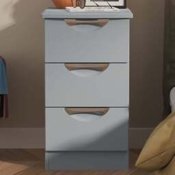 Crowndale Camden 3 Drawer Denim Blue Bedside Cabinet Ready Assembled - Wilko