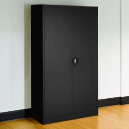 Tectake 5 Shelf Black Lockable Filing Cabinet Set of 2 - Size: 180 x 90 x 40cm - Wilko - thumbnail 1