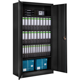 Tectake 5 Shelf Black Lockable Filing Cabinet Set of 2 - Size: 180 x 90 x 40cm - Wilko - thumbnail 7
