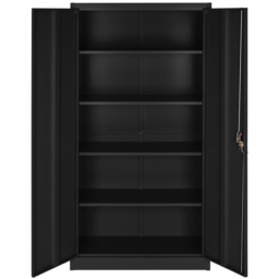 Tectake 5 Shelf Black Lockable Filing Cabinet Set of 2 - Size: 180 x 90 x 40cm - Wilko - thumbnail 6