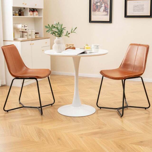 Costway Set of 2 Brown Vintage Sichting Dining Chair - Wilko - image 1