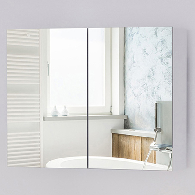 Portland White Mirror Bathroom Cabinet with Adjustable Shelves - Size: 80 x 15 x 60cm - Wilko - image 1