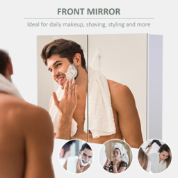 Portland White Mirror Bathroom Cabinet with Adjustable Shelves - Size: 80 x 15 x 60cm - Wilko - thumbnail 7