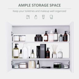 Portland White Mirror Bathroom Cabinet with Adjustable Shelves - Size: 80 x 15 x 60cm - Wilko - thumbnail 5