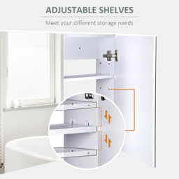 Portland White Mirror Bathroom Cabinet with Adjustable Shelves - Size: 80 x 15 x 60cm - Wilko - thumbnail 6
