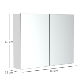 Portland White Mirror Bathroom Cabinet with Adjustable Shelves - Size: 80 x 15 x 60cm - Wilko - thumbnail 4