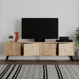 Decortie Dune 4 Door Oak TV Unit - Size: 50.0  x 180.0  x 29.6 cm - Cream - Wilko - thumbnail 6