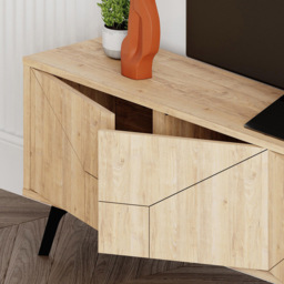 Decortie Dune 4 Door Oak TV Unit - Size: 50.0  x 180.0  x 29.6 cm - Cream - Wilko - thumbnail 4
