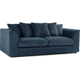 Luxor 5 Seater Navy Blue Jumbo Cord Scatter Back Sofa Set - Wilko - thumbnail 4