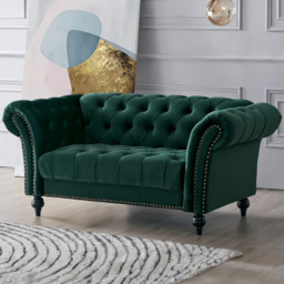 Home Detail Mayfair 2 Seater Green Velvet Curved Sofa - Wilko