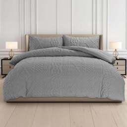 Velosso Super King Size Grey Quilted Knit Duvet Set - Wilko