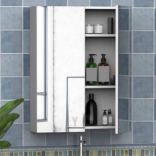 Portland White Wall Mounted Mirror Bathroom Cabinet - Size: 75 x 60 x 15cm - Wilko