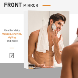 Portland White Wall Mounted Mirror Bathroom Cabinet - Size: 75 x 60 x 15cm - Wilko - thumbnail 7