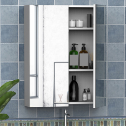 Portland White Wall Mounted Mirror Bathroom Cabinet - Size: 75 x 60 x 15cm - Wilko - thumbnail 1