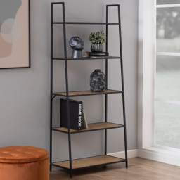 Florence Seaford 5 Shelf Oak and Black Metal Ladder Bookcase - Furniture To Go - Wilko
