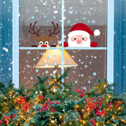 Walplus Peeking Santa and Rudolph Double-Sided Christmas Window Stickers 38 Piece - Size: 0.2 x 50 x 75cm - Multi - Wilko - thumbnail 4
