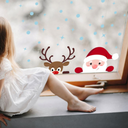 Walplus Peeking Santa and Rudolph Double-Sided Christmas Window Stickers 38 Piece - Size: 0.2 x 50 x 75cm - Multi - Wilko - thumbnail 3