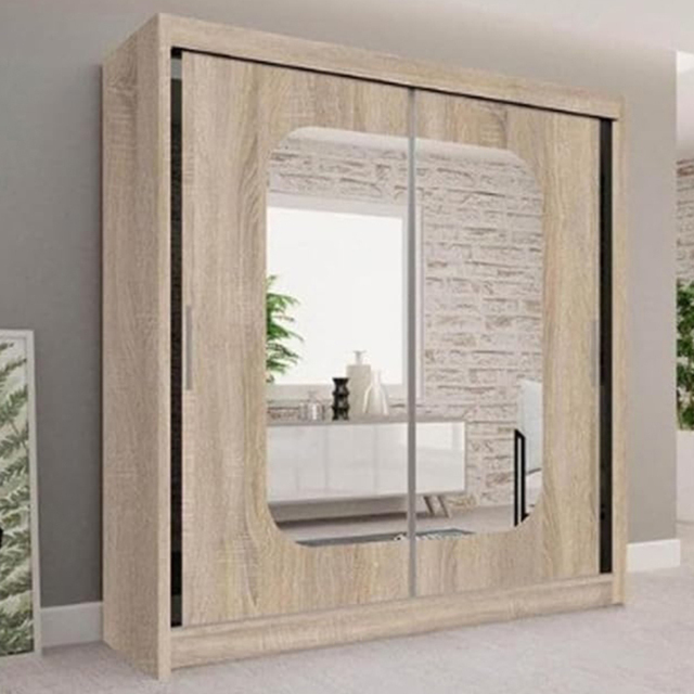 Sliding Wardrobes 4U Marika 2 Door Oak Mirrored Wardrobe 150cm - Brown - Wilko - image 1