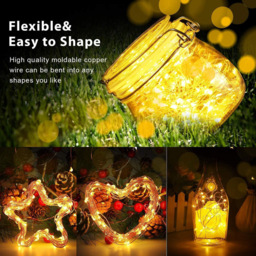 Shatchi 20 Warm White LED Gold Copper Wire Christmas String Light 2m 2 Pack - Size: 6 x 1.5 x 2cm - Yellow - Wilko - thumbnail 3