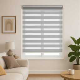 New Edge Blinds Silver Day and Night Zebra Roller Blind 140cm - Size: W 140cm x D 5cm - Wilko - thumbnail 6