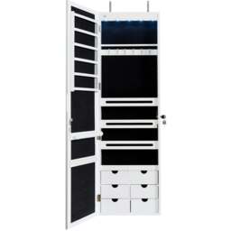 Costway White Mirror with Wall Mounted Cabinet 37 x 121cm - Size: 132 x 43cm - Wilko