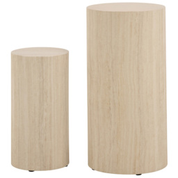 Florence Dice Travertine Rough Paper Effect Round Pedestal Set of 2 - Size: 70 x 34 x 34cm - Cream - Furniture To Go - Wilko - thumbnail 4