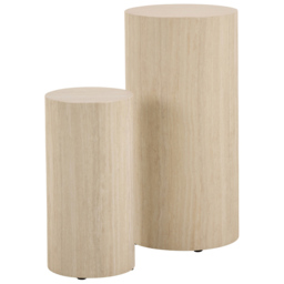 Florence Dice Travertine Rough Paper Effect Round Pedestal Set of 2 - Size: 70 x 34 x 34cm - Cream - Furniture To Go - Wilko - thumbnail 3