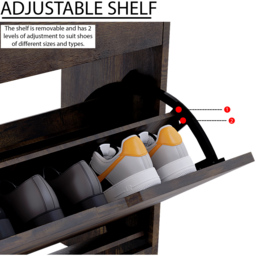 Vida Designs 3 Flip Down Drawer Dark Wood Shoe Cabinet - Wilko - thumbnail 6