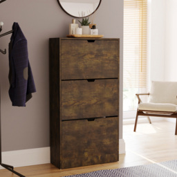 Vida Designs 3 Flip Down Drawer Dark Wood Shoe Cabinet - Wilko - thumbnail 5