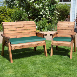Charles Taylor 3 Seater Angled Companion Seat with Green Cushions - Wilko