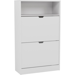 Vida Designs 2 Drawer Single Shelf White Shoe Cabinet - Size: 97 x 60 x 24cm - Wilko - thumbnail 3