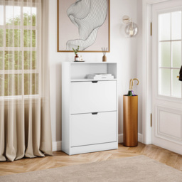 Vida Designs 2 Drawer Single Shelf White Shoe Cabinet - Size: 97 x 60 x 24cm - Wilko - thumbnail 6