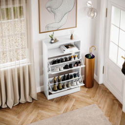 Vida Designs 2 Drawer Single Shelf White Shoe Cabinet - Size: 97 x 60 x 24cm - Wilko - thumbnail 5
