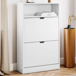 VIDA DESIGNS 2 Drawer Single Shelf White Shoe Cabinet - Size: 97 x 60 x 24cm - Wilko