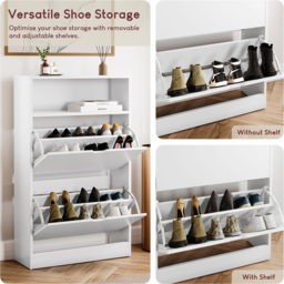 Vida Designs 2 Drawer Single Shelf White Shoe Cabinet - Size: 97 x 60 x 24cm - Wilko - thumbnail 7