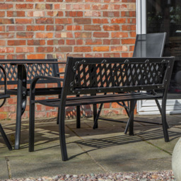 Samuel Alexander 6 Seater Garden Dining Table with Benche - Black - Wilko - thumbnail 3