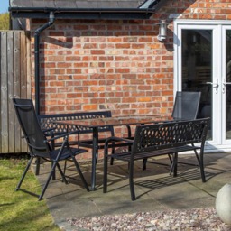 Samuel Alexander 6 Seater Garden Dining Table with Benche - Black - Wilko - thumbnail 1