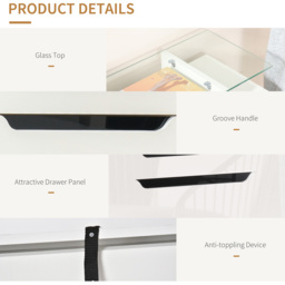 Portland 3 Drawer White High Gloss Shoe Cabinet - Wilko - thumbnail 7