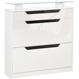 Portland 3 Drawer White High Gloss Shoe Cabinet - Wilko - thumbnail 3