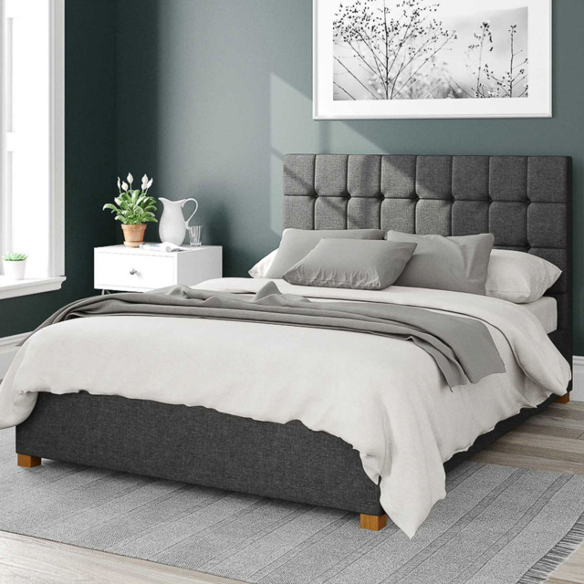 Aspire Sinatra Super King Charcoal Saxon Twill Ottoman Bed - Grey - Aspire Beds - Wilko - image 1