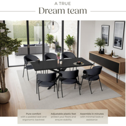 tectake Bedano Set of 6 Black Dining Chair - Wilko - thumbnail 6