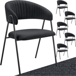 tectake Bedano Set of 6 Black Dining Chair - Wilko - thumbnail 3