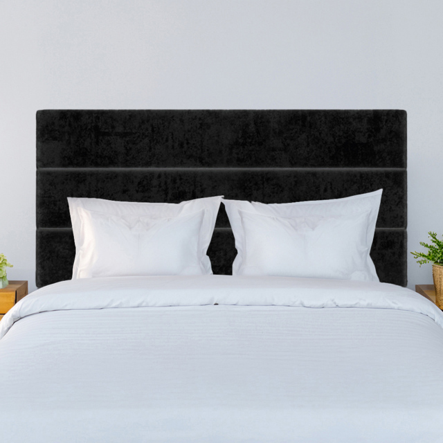 Bedmaster Single Black Naples Velvet Milan Lined Headboard - Wilko - image 1