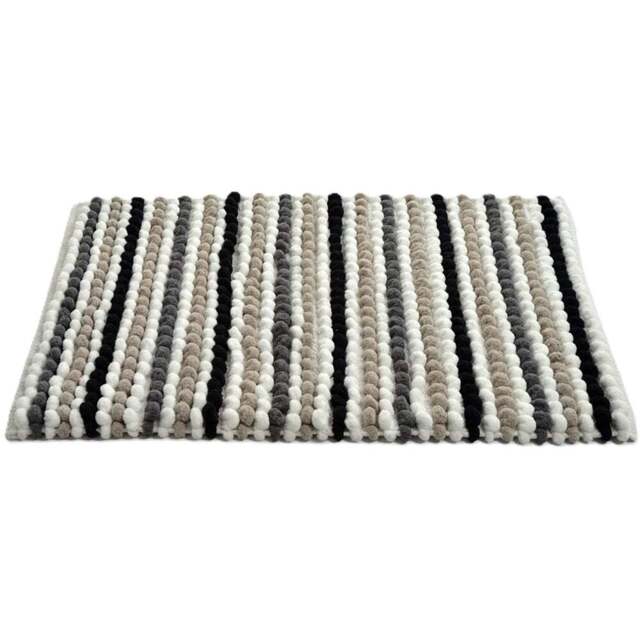 Allure Bath Fashions California Monochrome Striped Chunky Bobble Bath Mat 50 x 80cm - Grey - Wilko - image 1