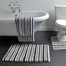 Allure Bath Fashions California Monochrome Striped Chunky Bobble Bath Mat 50 x 80cm - Grey - Wilko - thumbnail 3