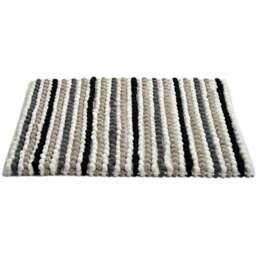 Allure Bath Fashions California Monochrome Striped Chunky Bobble Bath Mat 50 x 80cm - Grey - Wilko